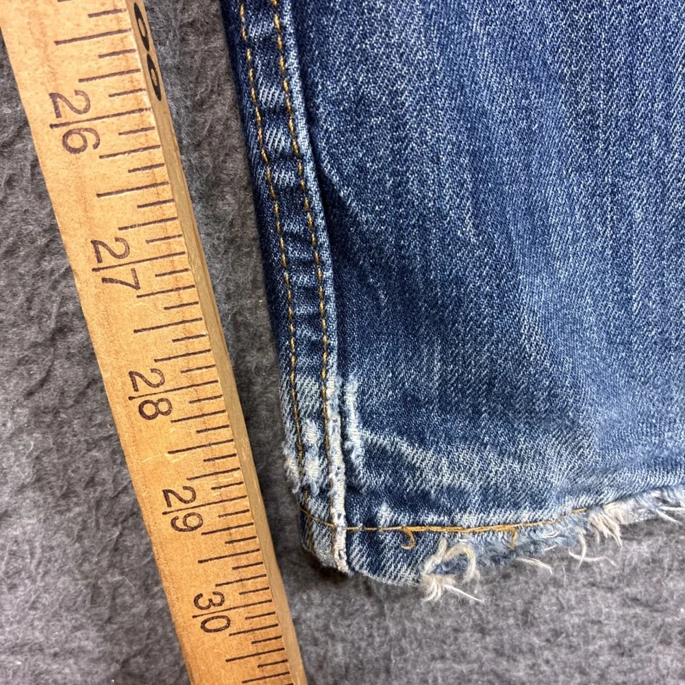 Levi's 514 Straight Leg Jeans Mens 34x32 Blue Distressed Denim